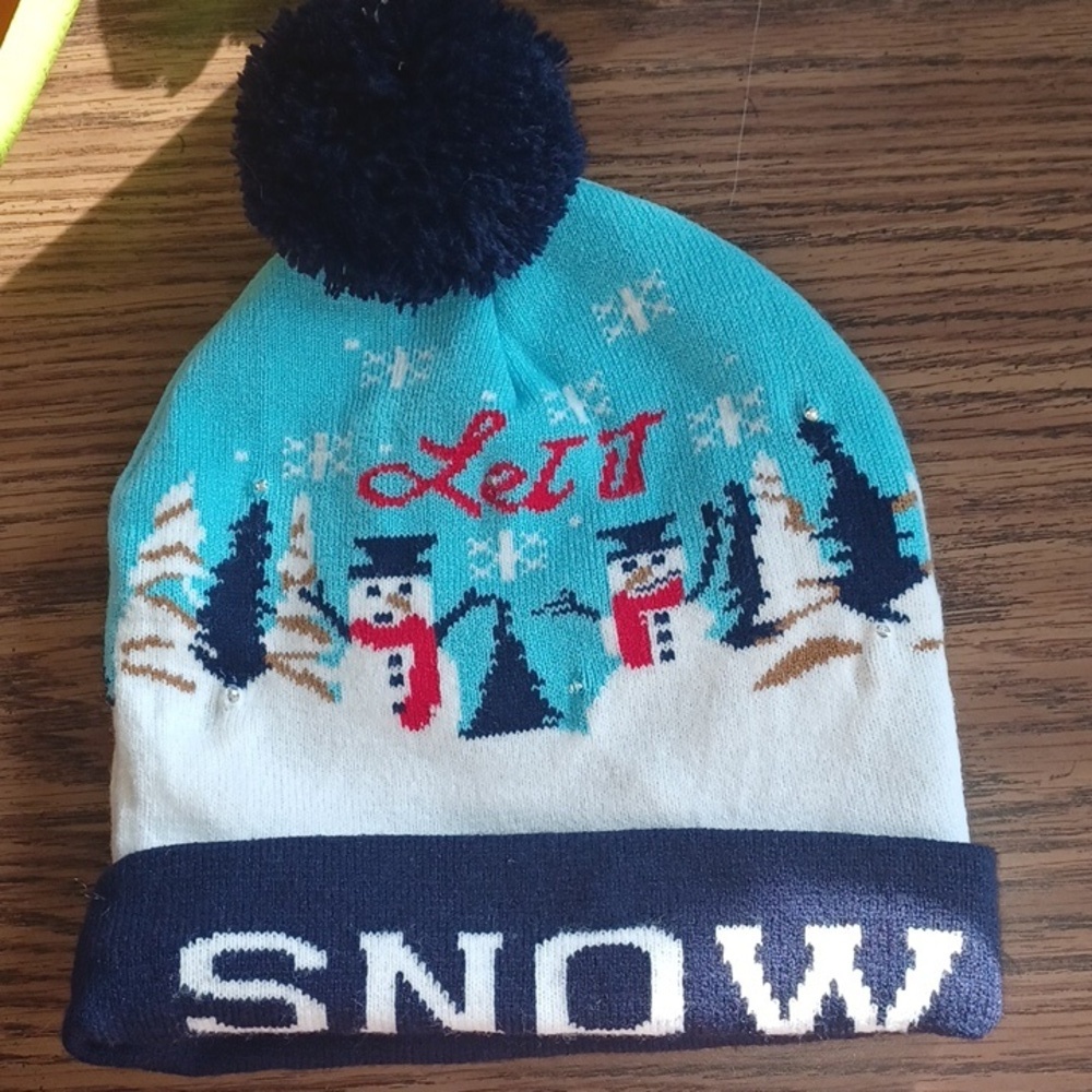 IGLOOS Holiday lighted cuff cap.